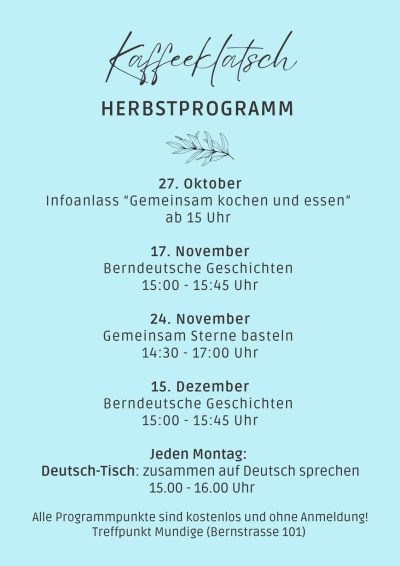 Berndeutsche Geschichten im Kaffeeklatsch