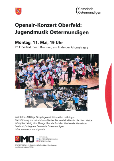 Openair-Konzert Oberfeld: Jugendmusik Ostermundigen