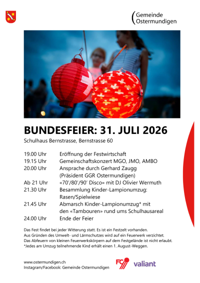 Bundesfeier 31.07.2026