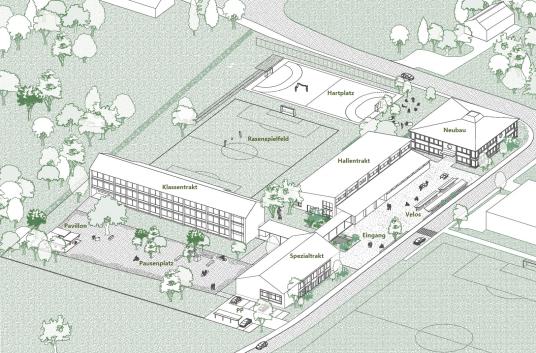 Axonometrie Rothus mit Teilprojekten