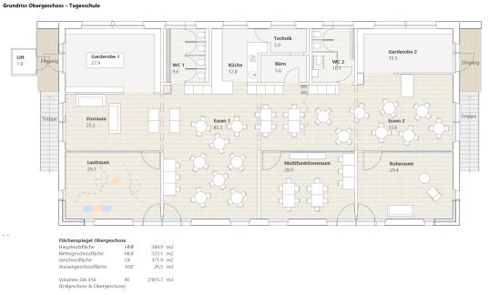 Grundriss Obergeschoss mit Tagesschule